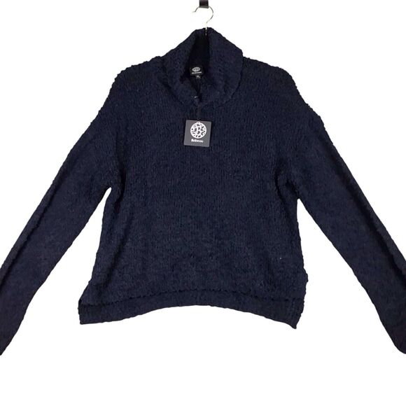 Bobeau Womens M Blue Funnel Neck Pullover Sweater Boucle Chunky Knit NWT - Picture 2 of 16